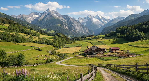 Scenic mountain farmland